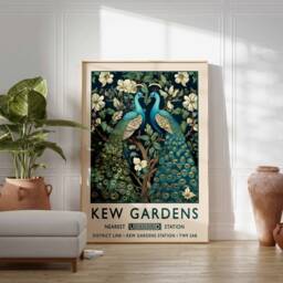 William Morris Peacock Print, Kew Gardens London Poster, Vintage Wall Art, Floral Poster - thumbnail 2