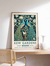 William Morris Peacock Print, Kew Gardens London Poster, Vintage Wall Art, Floral Poster - thumbnail 1