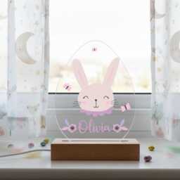 Easter Egg Bunny Led Night Light Gift With Name - Keepsake For Daughter, Niece, Granddaughter - thumbnail 3