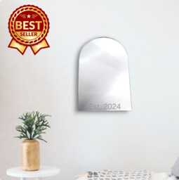Arch Acrylic Mirror Wall Art Personalized Engraving, Many Colors - thumbnail 1