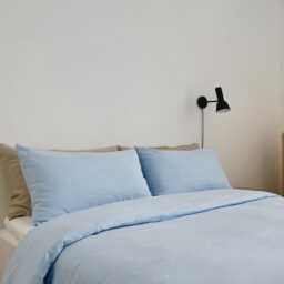 Sky Blue Linen Cotton Blend Duvet Cover Set - 3 Piece Bedding Queen King Stonewashed Summer Duvet, Soft Breathable - thumbnail 3