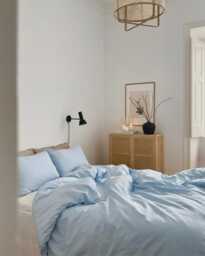 Sky Blue Linen Cotton Blend Duvet Cover Set - 3 Piece Bedding Queen King Stonewashed Summer Duvet, Soft Breathable - thumbnail 1