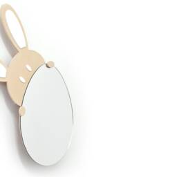 Safety Mirror Bunny Cappuccino With Led Light - Wall Decor Nursery Kid Wooden - thumbnail 3