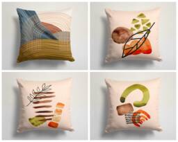 Abstract Pillow Cover-Geometric Natural Pillow Case-Garden Party Cushion Cover-Housewarming Cushion Case-Gift For Her-Handmade Material - thumbnail 1
