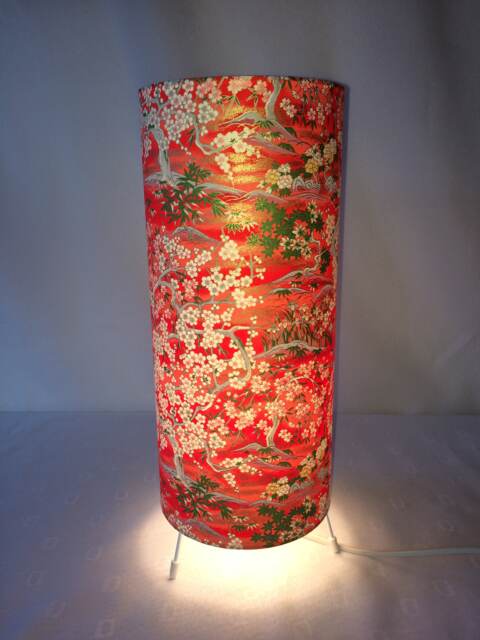 Floor Or Table Lamp - 34 cm High X 15 Diameter Made With Japanese Hand Printed Chiyogami Paper All Electrical Fittings Included - image 1