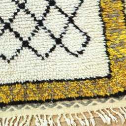 Yellow Handmade Wool Berber Runner Rug Custom Moroccan Design - thumbnail 3