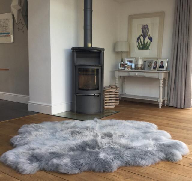 xxl Grey Australian Sheepskin Rug , Silver Grey, Gray, Six Skins Genuine Rug, Throw Fur Sofa Cover Bed Cover, Hygge - image 1