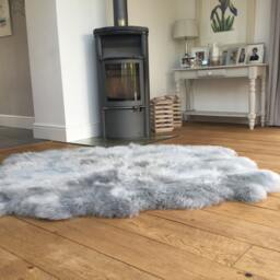 xxl Grey Australian Sheepskin Rug , Silver Grey, Gray, Six Skins Genuine Rug, Throw Fur Sofa Cover Bed Cover, Hygge - thumbnail 2