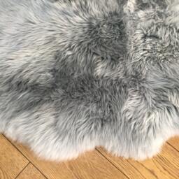 xxl Grey Australian Sheepskin Rug , Silver Grey, Gray, Six Skins Genuine Rug, Throw Fur Sofa Cover Bed Cover, Hygge - thumbnail 3