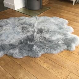 xxl Grey Australian Sheepskin Rug , Silver Grey, Gray, Six Skins Genuine Rug, Throw Fur Sofa Cover Bed Cover, Hygge - thumbnail 4