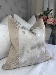 Gold Champagne Cushion Cover Antelope/Tessere Modern Glam Pillow Case Handmade in Uk, Interior Designer