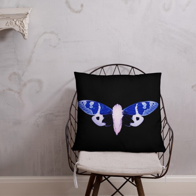 Blue Butterfly Cushion, Gothic Home Decor, Insect Specimen, Dark Academia, Taxidermy Cushion, Insect Pillow - image 1