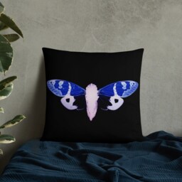 Blue Butterfly Cushion, Gothic Home Decor, Insect Specimen, Dark Academia, Taxidermy Cushion, Insect Pillow - thumbnail 2
