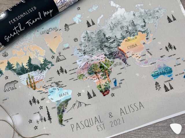 Personalised Camping Sketches Edition - Scratch Off Map Hand Drawn Illustrated World Atlas - image 1