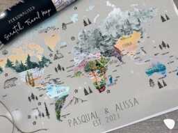 Personalised Camping Sketches Edition - Scratch Off Map Hand Drawn Illustrated World Atlas - thumbnail 1