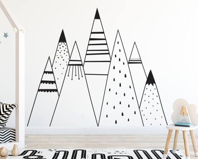 Mountain Range Wall Decal - Kids Art, Range, Son Gift, Nephew Nordic Mountains, Large Decal, Baby Gift - image 1