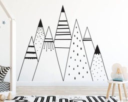 Mountain Range Wall Decal - Kids Art, Range, Son Gift, Nephew Nordic Mountains, Large Decal, Baby Gift - thumbnail 1