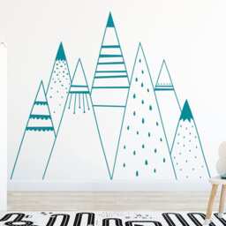 Mountain Range Wall Decal - Kids Art, Range, Son Gift, Nephew Nordic Mountains, Large Decal, Baby Gift - thumbnail 3