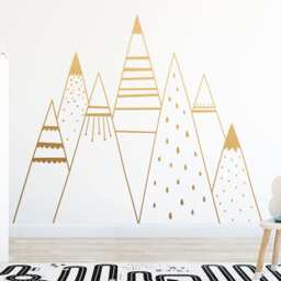 Mountain Range Wall Decal - Kids Art, Range, Son Gift, Nephew Nordic Mountains, Large Decal, Baby Gift - thumbnail 2