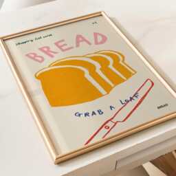 Bread Print, Quirky Kitchen Poster, Wall Art, Decor, Colourful Food Trendy Unframed - thumbnail 3