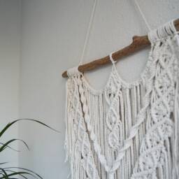 Medium-Large Macrame Wall Hanging, Minimalist Tapestry, Natural Fiber Art, Modern Woven Housewarming Gift - thumbnail 4