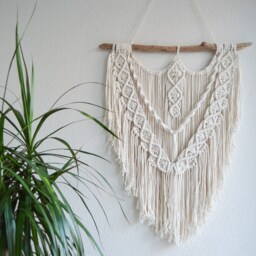 Medium-Large Macrame Wall Hanging, Minimalist Tapestry, Natural Fiber Art, Modern Woven Housewarming Gift - thumbnail 2