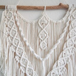 Medium-Large Macrame Wall Hanging, Minimalist Tapestry, Natural Fiber Art, Modern Woven Housewarming Gift - thumbnail 3