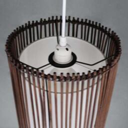 Mid Century Modern Bamboo Pendant Light - Cylinder Hanging Lamp - thumbnail 3