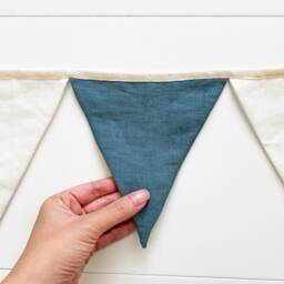 Handmade Linen Bunting Garland - Navy Blue Nursery Banner - thumbnail 2