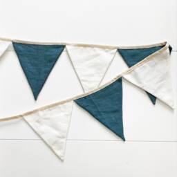 Handmade Linen Bunting Garland - Navy Blue Nursery Banner - thumbnail 3