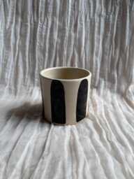 stipe Ceramic Planter, Handmade Glazed Beaker, Black Plant Pot, 200Ml Vessel, Unique British Gift, Handcrafted Pots