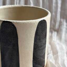 stipe Ceramic Planter, Handmade Glazed Beaker, Black Plant Pot, 200Ml Vessel, Unique British Gift, Handcrafted Pots - thumbnail 2
