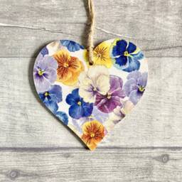 Pansy Decoration, Wooden Floral Ornament, Summer Flower Wall Decor For Gardener, Botanical Gifts - thumbnail 1