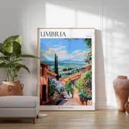 Umbria Italy Travel Poster Vintage Italian Wall Art - thumbnail 3