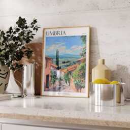 Umbria Italy Travel Poster Vintage Italian Wall Art - thumbnail 2
