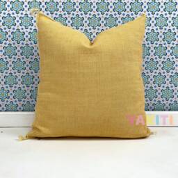 Yakiti-Yellow Square Moroccan Pillows 20x20, Aka Cactus Silk Pillow, Decorative Pillows, Sabra Pillows, Decor Designer Cactus Silk - thumbnail 3