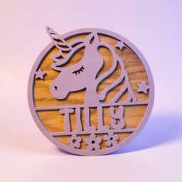 Personalised Unicorn Head Wall Home Decor Sign - thumbnail 1