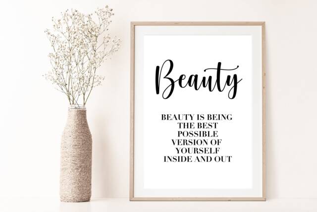 Beauty Wall Print, Room Salon Dressing Decor, Fashion Girly Motivational Quote Girls Bedroom - image 1