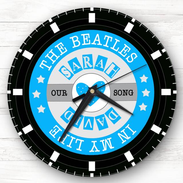 Aqua Blue Vinyl Record Any Song Custom Gift Personalised Clock - image 1