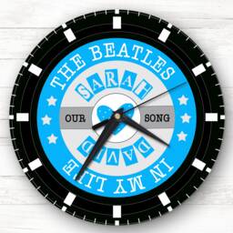 Aqua Blue Vinyl Record Any Song Custom Gift Personalised Clock - thumbnail 1
