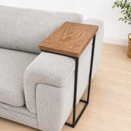 Oak Steel Sofa Side Table - Over Arm Drink Holder, Handmade UK - thumbnail 3