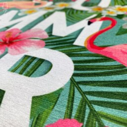 Tropical Pillow Covers With Florals Flamingos - Green & Pink Colours Double Sided Printing On The Chenille Different Sizes, Oeko-Tex?? - thumbnail 3