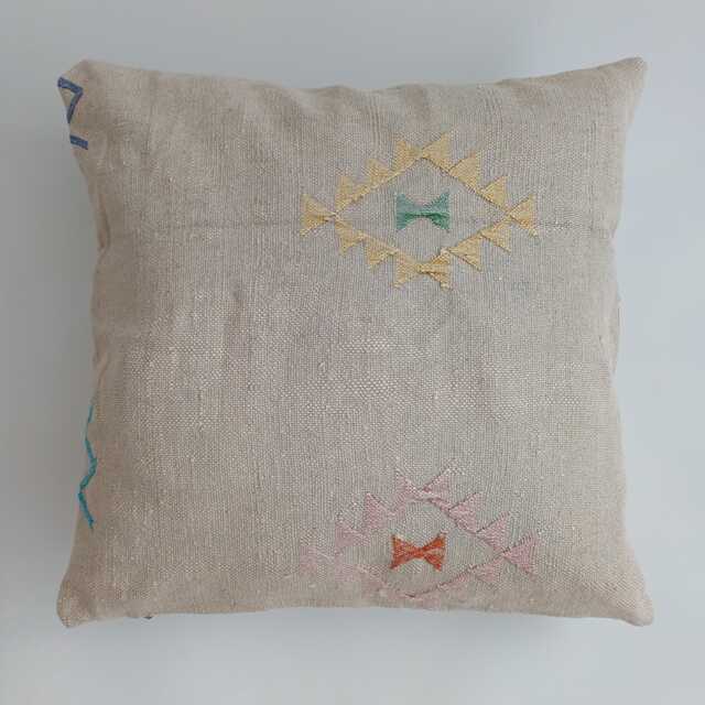 Moroccan Cactus Silk Cushion Cover, Handmade Oatmeal Sabra Throw Pillow, Scatter 20''x20''/50x50 cm - image 1