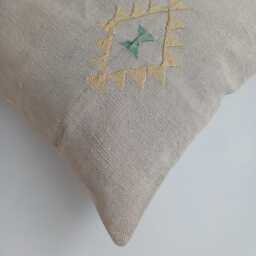 Moroccan Cactus Silk Cushion Cover, Handmade Oatmeal Sabra Throw Pillow, Scatter 20''x20''/50x50 cm - thumbnail 3
