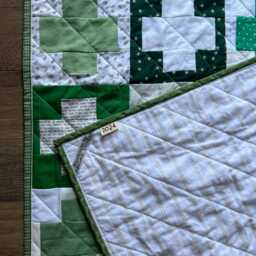 Green Plus Sign Quilt - Handmade Gender Neutral Throw Modern - thumbnail 4