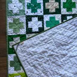 Green Plus Sign Quilt - Handmade Gender Neutral Throw Modern - thumbnail 2