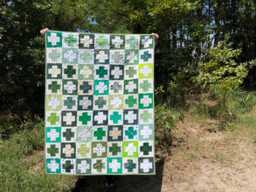 Green Plus Sign Quilt - Handmade Gender Neutral Throw Modern - thumbnail 1