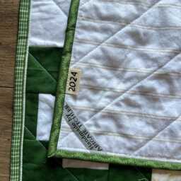 Green Plus Sign Quilt - Handmade Gender Neutral Throw Modern - thumbnail 3