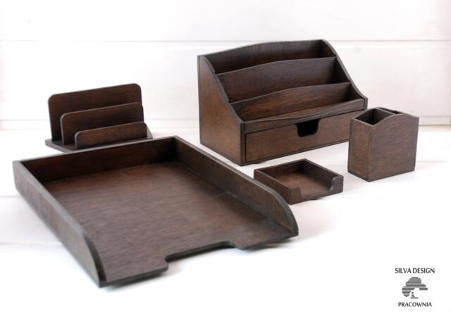 Wooden Desk Set, 5 Parts, Organizer - image 1