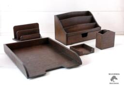 Wooden Desk Set, 5 Parts, Organizer - thumbnail 1